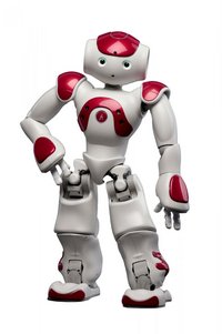 Nao is a humanoid robot, approx. 50 cenitimeters tall. 